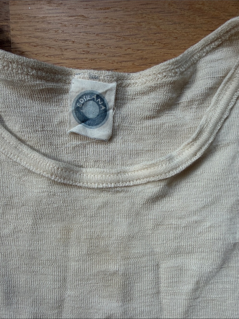 Cosilana German merino wool/silk crewneck cream short sleeve top sz EUR 152 - Picture 3 of 15